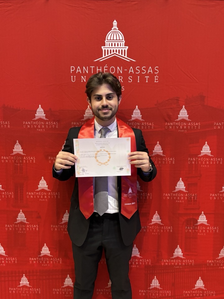 John El Khoury receiving his BSc in Economics and Management at Universite Paris Pantheon-Assas